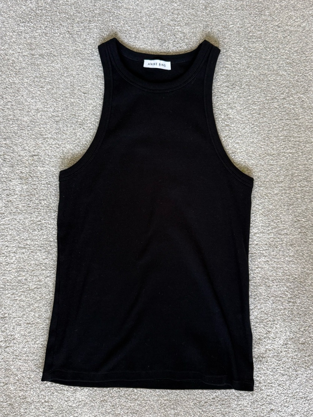 Anine Bing Black Ribbed Tank Top - Size Large